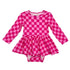 Ruffle Dress Long Sleeve Pink Checker by Khlobe