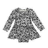 Ruffle Dress Long Sleeve Snow Leopard by Khlobe