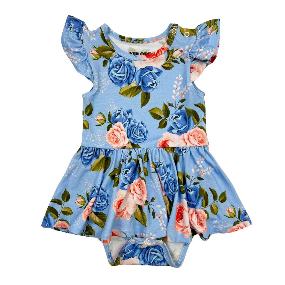 Ruffle Dress Short Sleeve Azul Rose by Khlobe