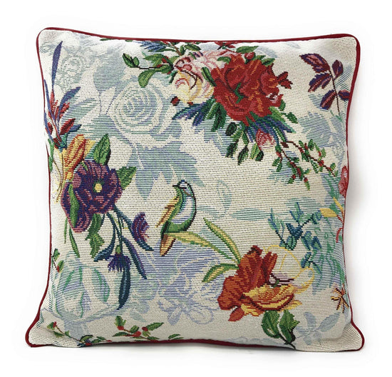 DaDa Bedding Elegant Tropical Paradise Birds Floral Tapestry Throw Pillow Covers 16" (18116) Throw Pillow Covers by DaDalogy Bedding Collection