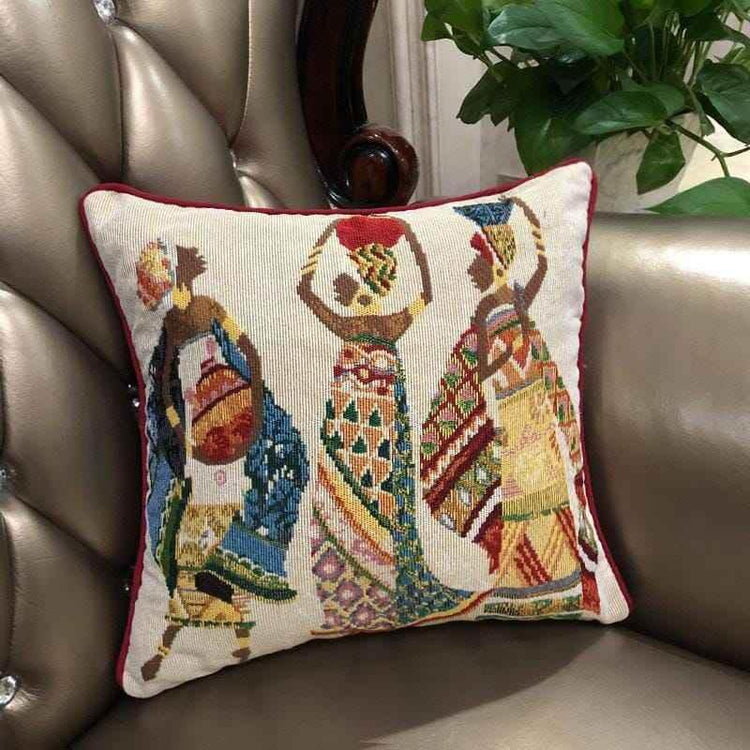 DaDa Bedding Dancing Women African Dreams Tapestry Throw Pillow Covers 16" x 16" Throw Pillow Covers by DaDalogy Bedding Collection