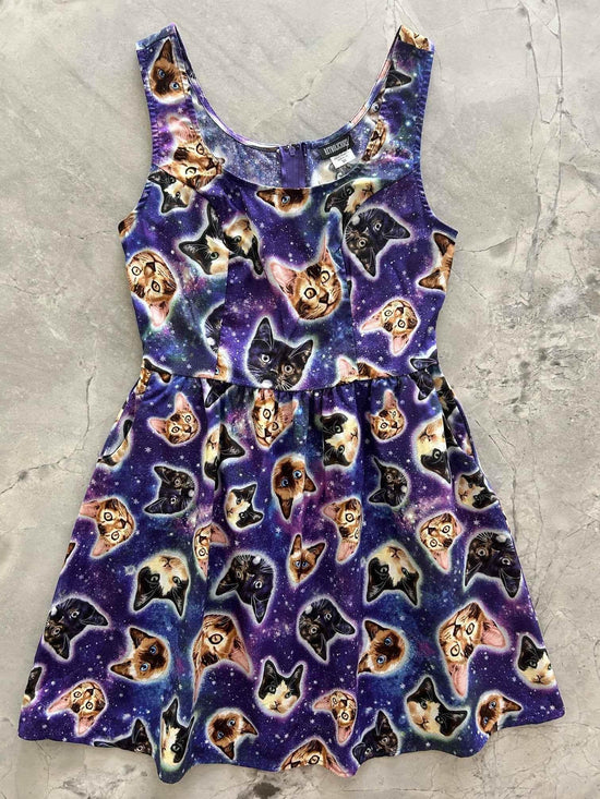 Galaxy Cats Shorter Length Fit & Flare Dress - Small Only! Dresses by Retrolicious