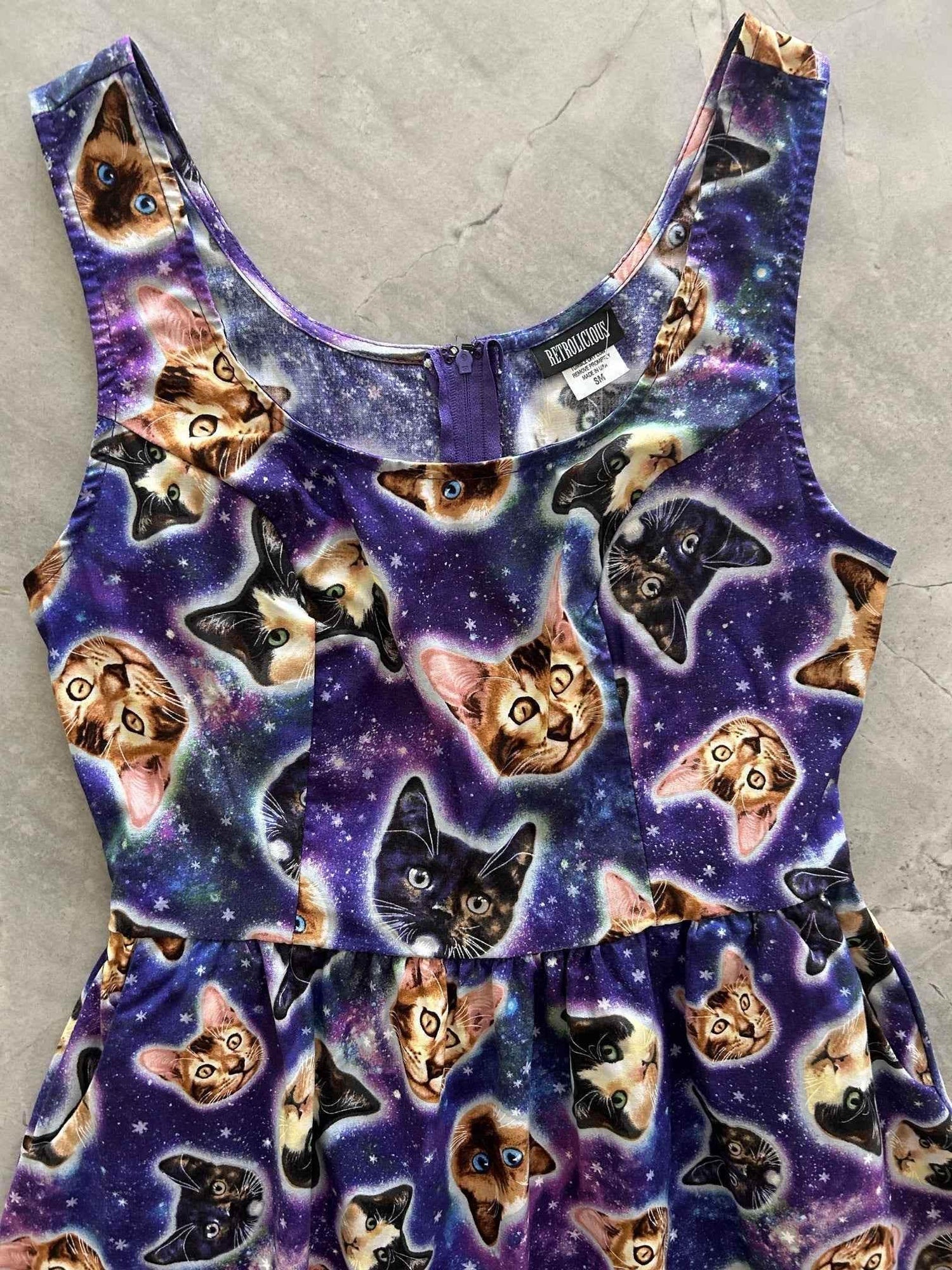 Galaxy Cats Shorter Length Fit & Flare Dress - Small Only! Dresses by Retrolicious