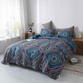 DaDa Bedding Farmhouse Bohemian Native Rustic Navy Blue Geometric Diamond Shapes Bedspread Set (KSX-001) Bedspreads by DaDalogy Bedding Collection