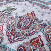 DaDa Bedding Bohemian Summertime White Blue Floral Paisley Bedspread Set (KSX-003) Bedspreads by DaDalogy Bedding Collection
