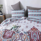 DaDa Bedding Bohemian Summertime White Blue Floral Paisley Bedspread Set (KSX-003) Bedspreads by DaDalogy Bedding Collection