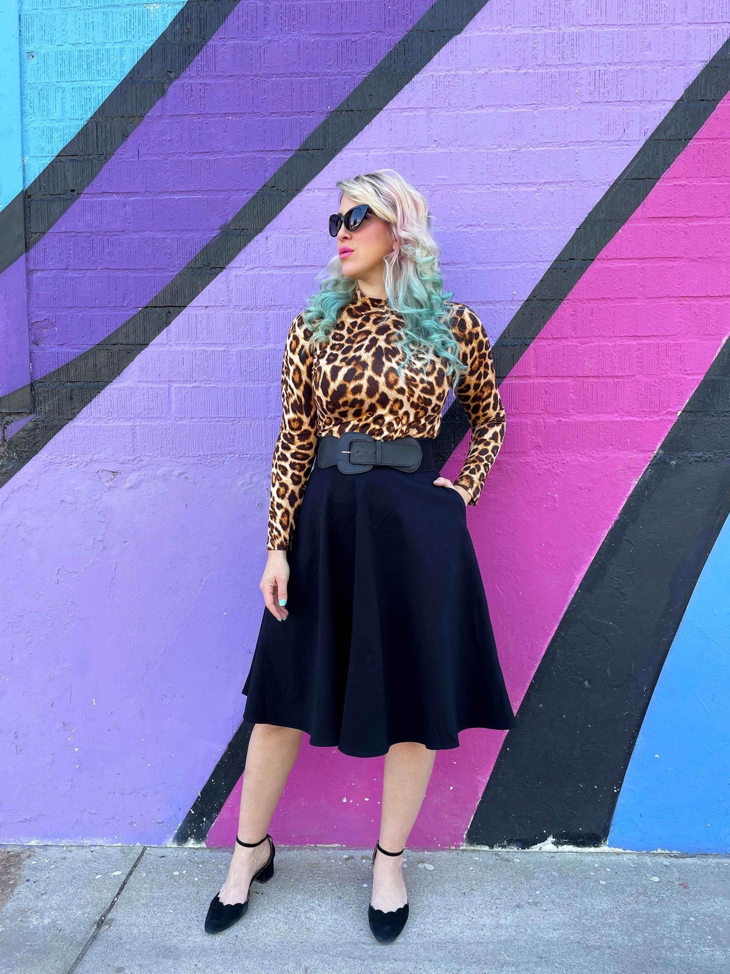 Leopard Mock Neck Top Shirts & Tops by Retrolicious