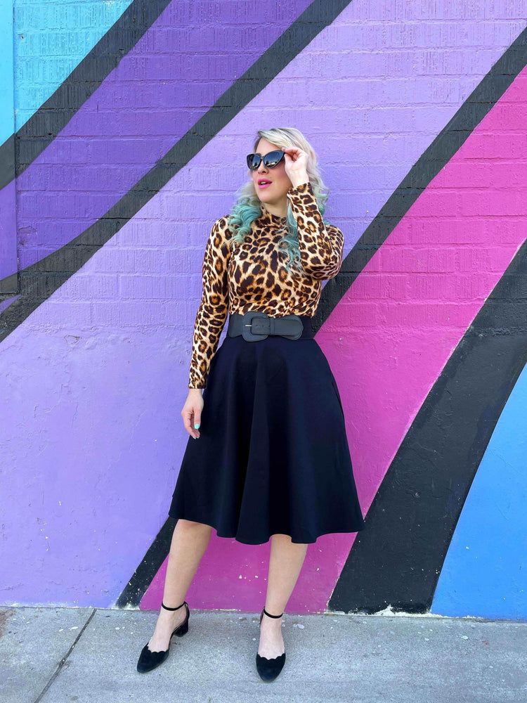 Leopard Mock Neck Top Shirts & Tops by Retrolicious