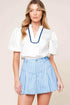 VALERIA POWDER BLUE WOVEN SKORT SHORTS by Flying Tomato