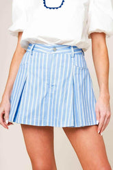 VALERIA POWDER BLUE WOVEN SKORT SHORTS by Flying Tomato