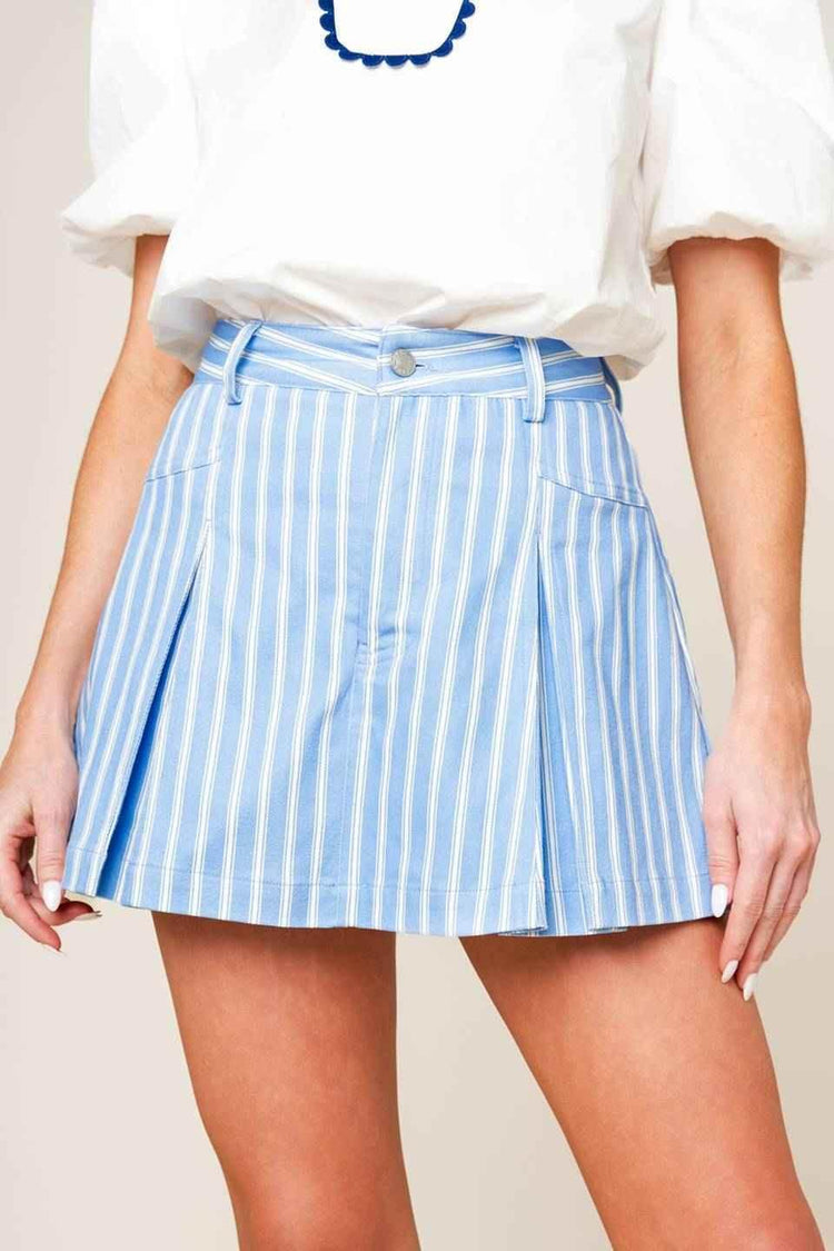 VALERIA POWDER BLUE WOVEN SKORT SHORTS by Flying Tomato