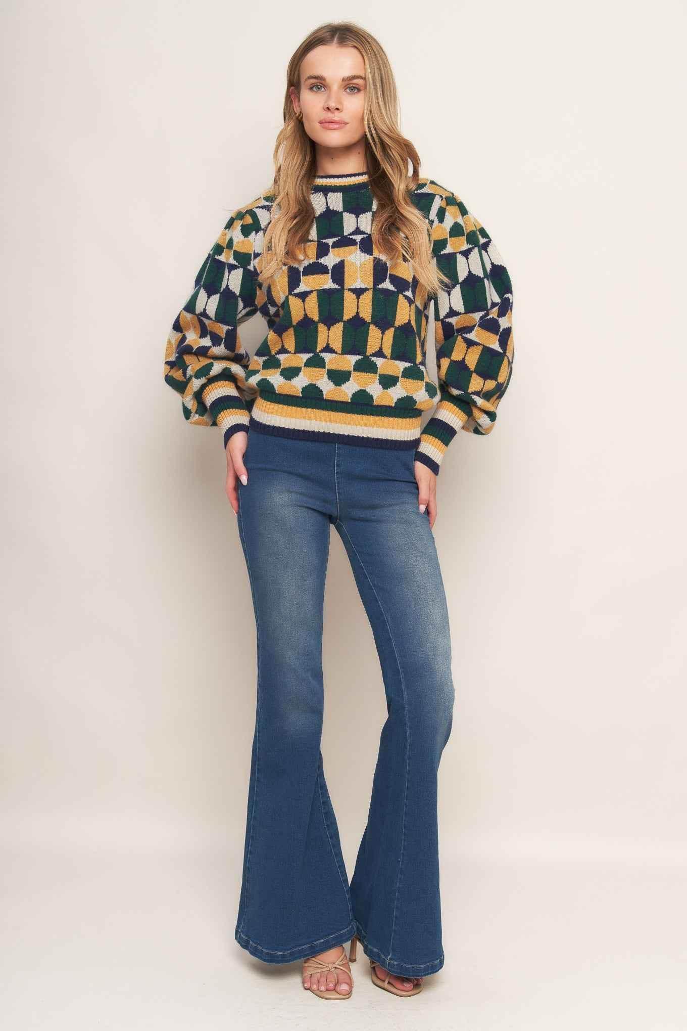 CHEER YOU ON JACQUARD SWEATER TOP SWEATERS by Flying Tomato