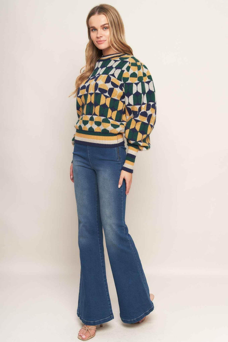CHEER YOU ON JACQUARD SWEATER TOP SWEATERS by Flying Tomato