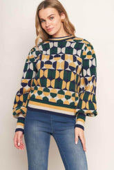 CHEER YOU ON JACQUARD SWEATER TOP SWEATERS by Flying Tomato