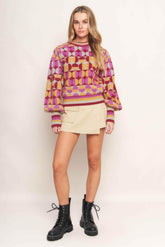 CHEER YOU ON JACQUARD SWEATER TOP SWEATERS by Flying Tomato