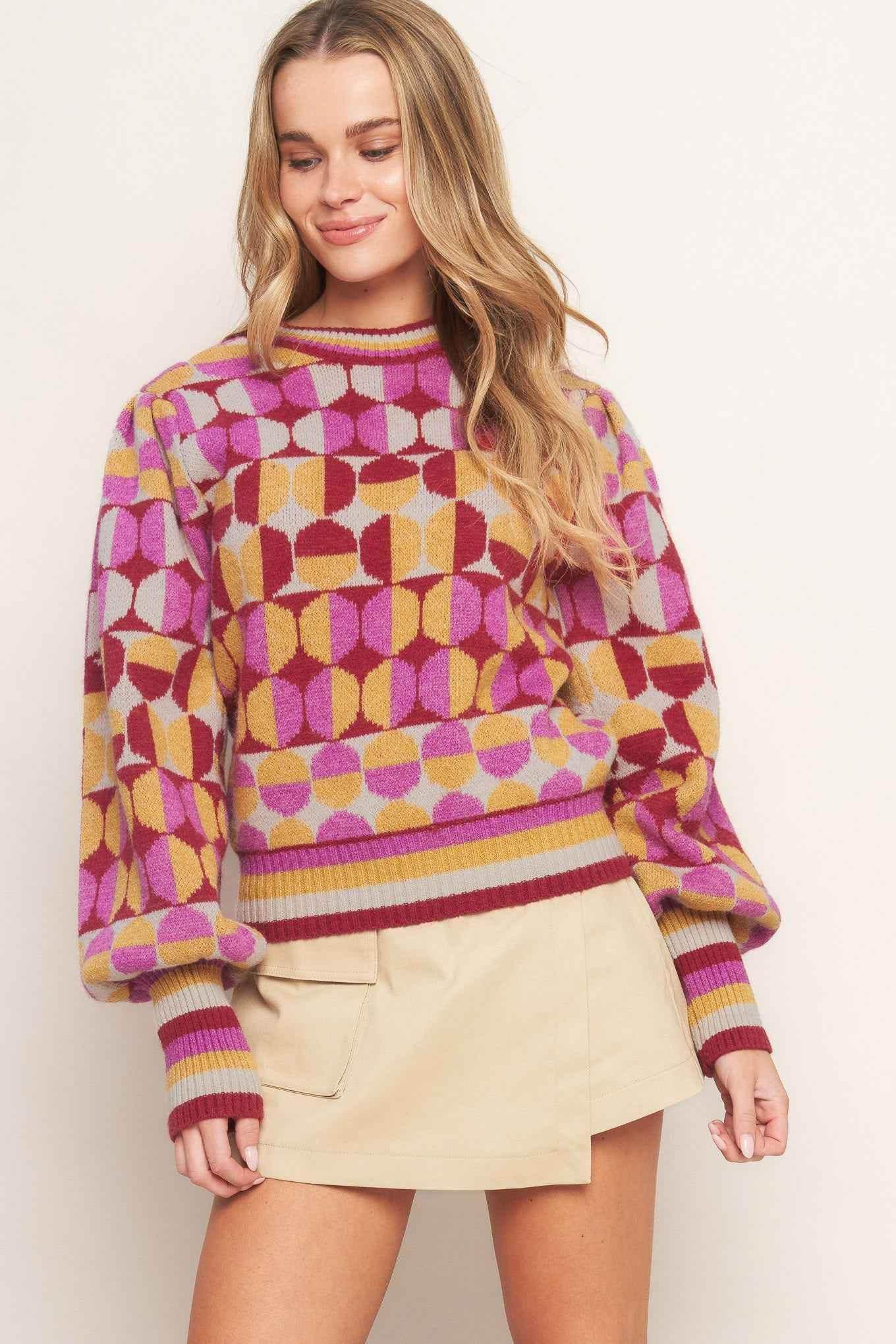 CHEER YOU ON JACQUARD SWEATER TOP SWEATERS by Flying Tomato