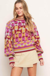 CHEER YOU ON JACQUARD SWEATER TOP SWEATERS by Flying Tomato