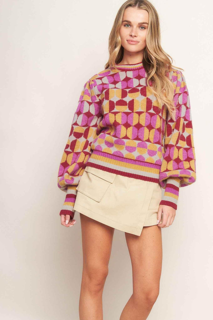 CHEER YOU ON JACQUARD SWEATER TOP SWEATERS by Flying Tomato