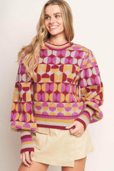 CHEER YOU ON JACQUARD SWEATER TOP SWEATERS by Flying Tomato