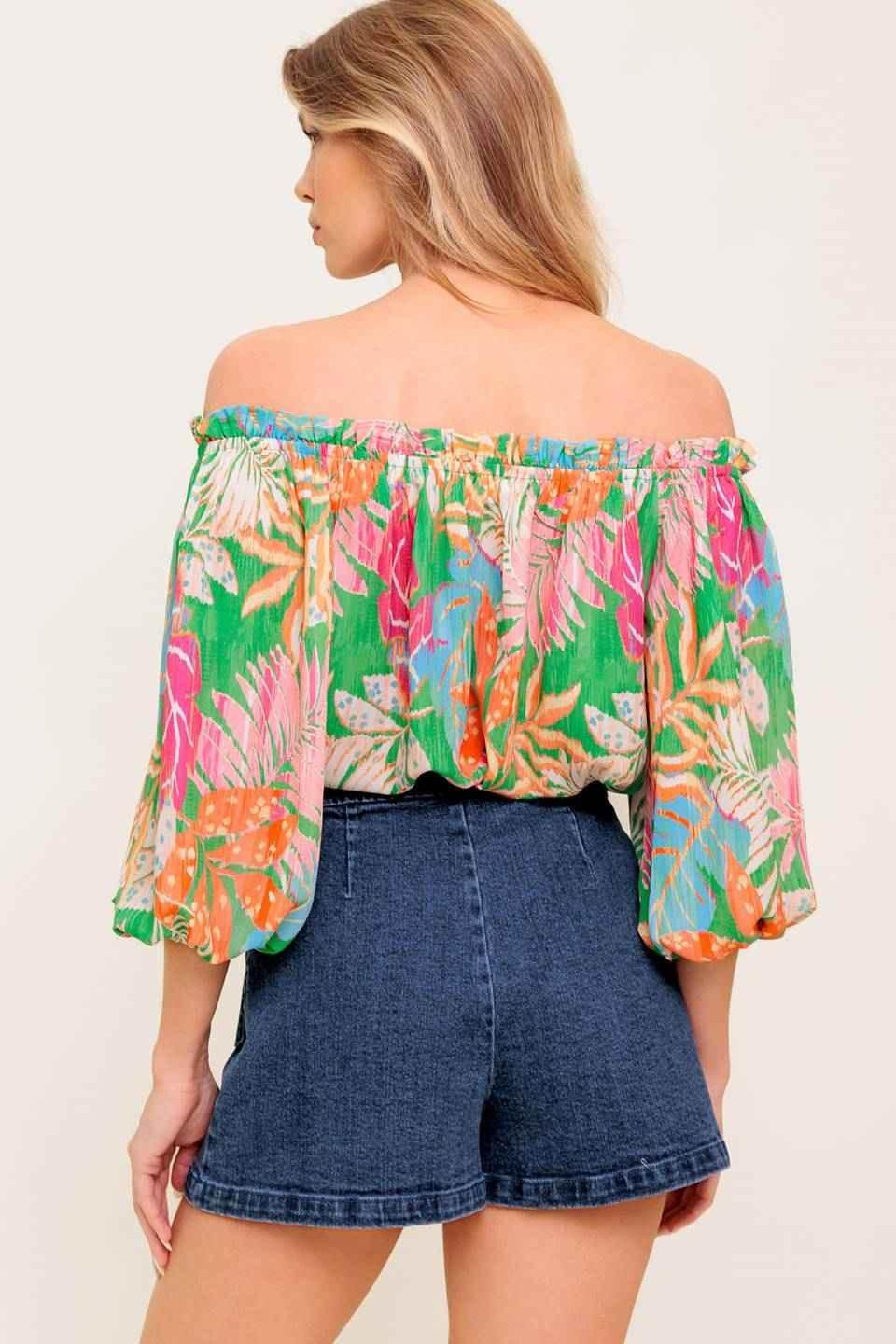 LOVING VOW GREEN WOVEN TOP TOPS by Flying Tomato