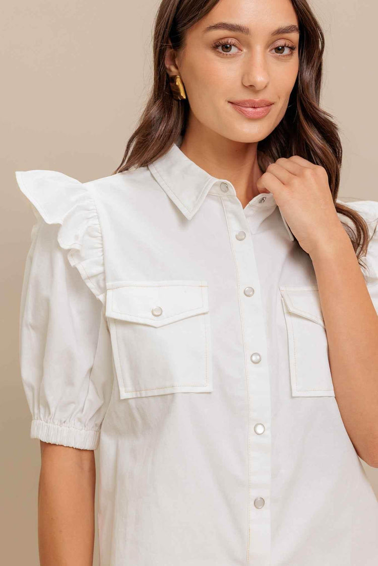 MUSE DETAIL WOVEN TOP TOPS by Flying Tomato