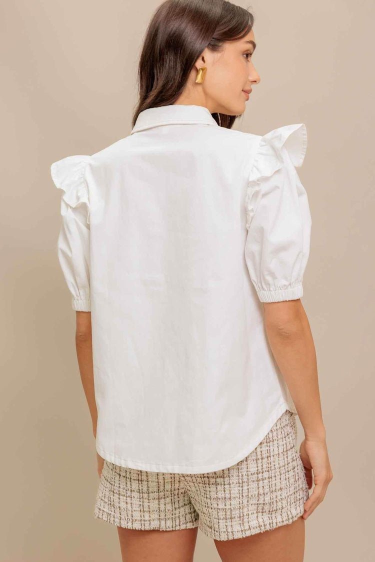 MUSE DETAIL WOVEN TOP TOPS by Flying Tomato