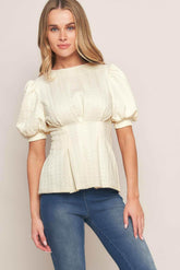 CREAM TWIST WOVEN TOP TOPS by Flying Tomato