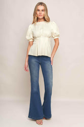 CREAM TWIST WOVEN TOP TOPS by Flying Tomato