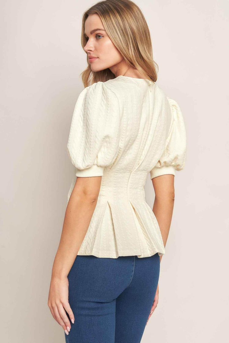CREAM TWIST WOVEN TOP TOPS by Flying Tomato