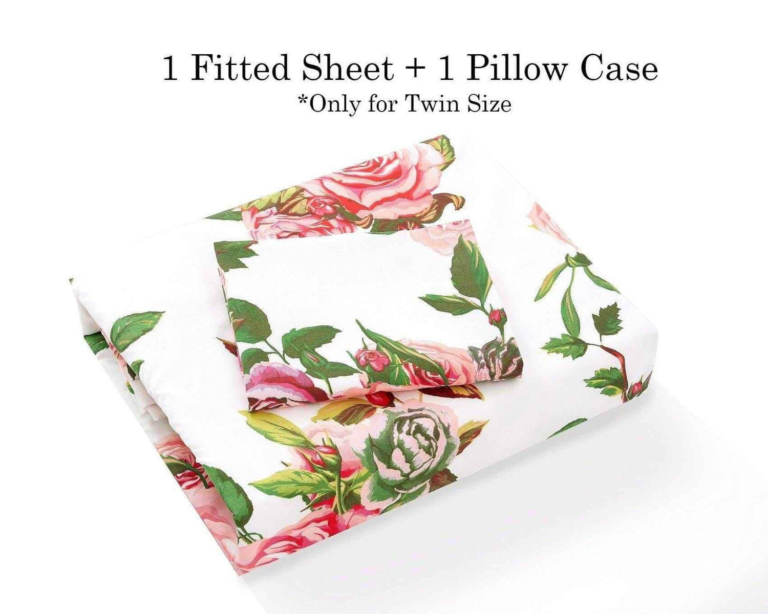 DaDa Bedding Romantic Roses Lovely Spring Pink Floral Fitted Bed Sheet w/ Pillow Cases (JHW879-Fitted) Sheet Sets by DaDalogy Bedding Collection
