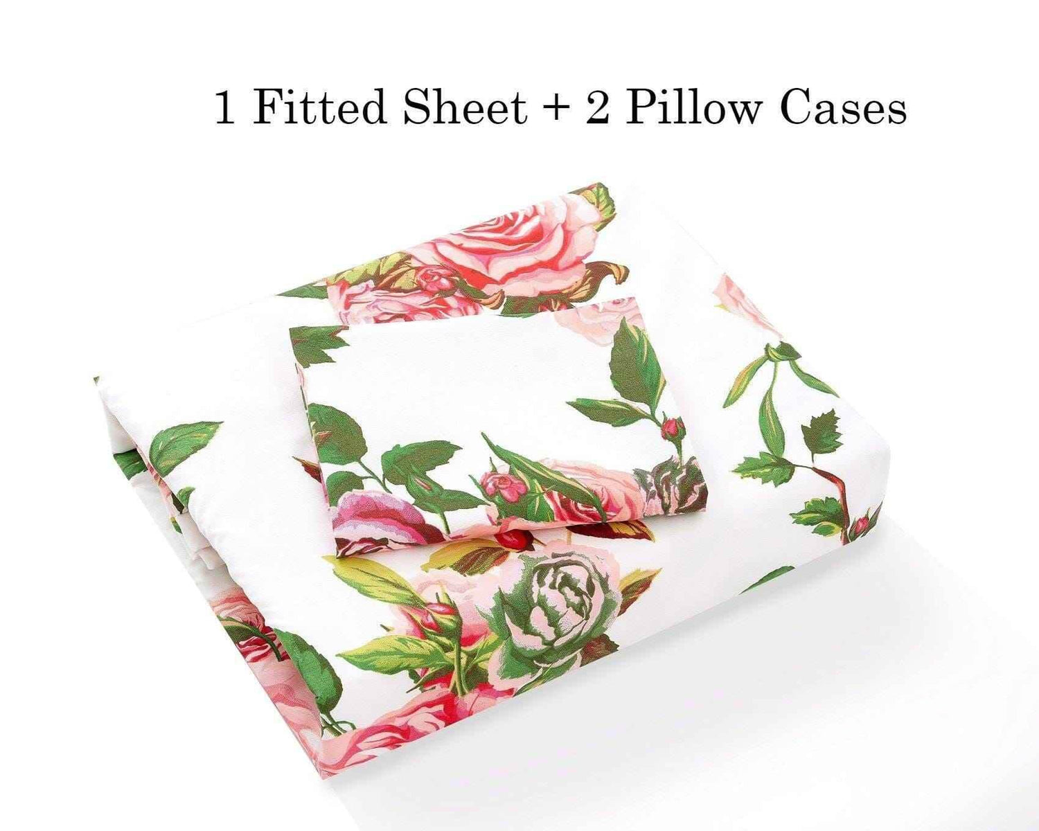 DaDa Bedding Romantic Roses Lovely Spring Pink Floral Fitted Bed Sheet w/ Pillow Cases (JHW879-Fitted) Sheet Sets by DaDalogy Bedding Collection