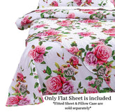 DaDa Bedding Romantic Roses Lovely Spring Pink Floral Garden Fitted & Flat Bed Sheet Set w/ Pillow Cases (JHW879) Sheet Sets by DaDalogy Bedding Collection