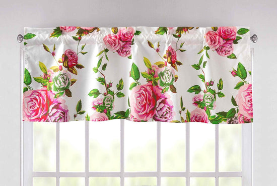 DaDa Bedding Romantic Roses Pink Floral Window Curtain Valance - 18" x 52" (JHW-879) Valance by DaDalogy Bedding Collection