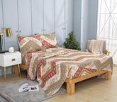 DaDa Bedding Botanical Cranberry Sage Chevron Floral Flat Bed Sheet w/ Pillowcases (JHW-924-Flat) Bed Sheets by DaDalogy Bedding Collection