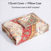 DaDa Bedding Botanical Cranberry Sage Chevron Floral Duvet Cover Set w/ Pillow Cases (JHW-924) Duvet Covers by DaDalogy Bedding Collection