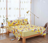 DaDa Bedding Sunshine Yellow Hummingbirds Floral Fitted & Flat Bed Sheets Set (JHW-925) Bed Sheets by DaDalogy Bedding Collection