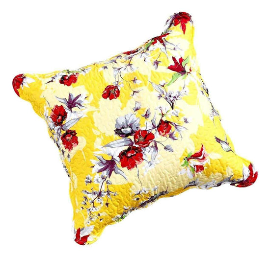 DaDa Bedding Sunshine Yellow Hummingbirds Floral Scalloped Euro Pillow Sham Cover, 26" x 26" (JHW925) Throw Pillow Covers by DaDalogy Bedding Collection