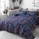 DaDa Bedding Farmhouse Bohemian Native Rustic Navy Blue Geometric Diamond Shapes Bedspread Set (KSX-001) Bedspreads by DaDalogy Bedding Collection