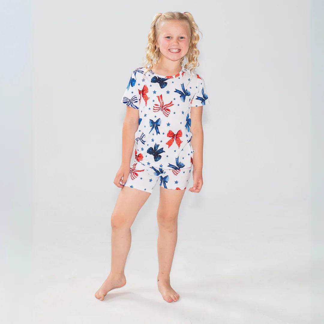 Shorty Pajama Set Red White & Bows by Khlobe