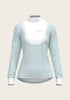 Stripes in Sky Blue Short Pleated Long Sleeve Show Shirt ESPOIR RIDER APPAREL by Espoir Equestrian