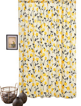 DaDa Bedding Set of 2 Botanical Floral Window Curtain Panels - Natural Semi Sheer Yellow Fleur Golden Orange Spring Time Tulips Straight Tailored Edge Curtains by DaDalogy Bedding Collection