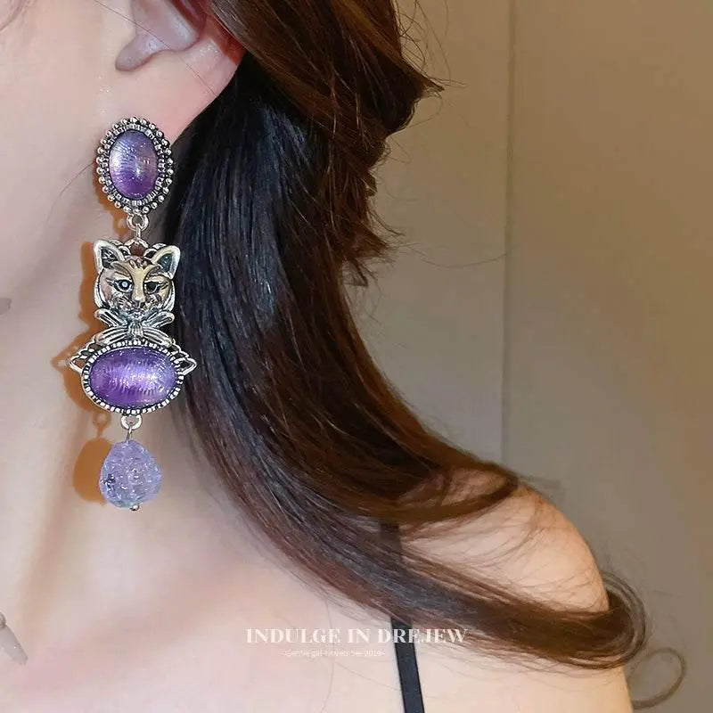 Vintage Purple Cat Earrings - Trendy 2025 Fashion Jewelry & Accessories by Zopi / AliExpress