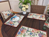 DaDa Bedding Set of 4-Pieces Vintage Romantic Roses Lovely Pink Floral Tapestry Placemats 13” x 19” (879) Placemat by DaDalogy Bedding Collection