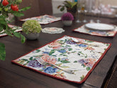 DaDa Bedding Set of 4-Pieces Vintage Romantic Roses Lovely Pink Floral Tapestry Placemats 13” x 19” (879) Placemat by DaDalogy Bedding Collection