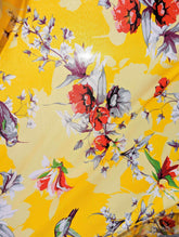 DaDa Bedding Set of 2 Radiant Sunshine Yellow Floral Window Curtain Panels - Natural Semi Sheer Hummingbirds Farmhouse Red Flowers Straight Tailored Edge Curtains by DaDalogy Bedding Collection