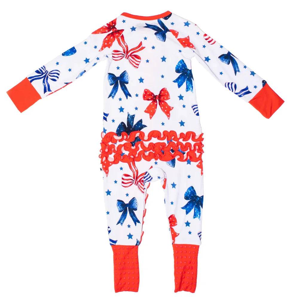 Convertible Ruffle Zippy Red White & Bows by Khlobe