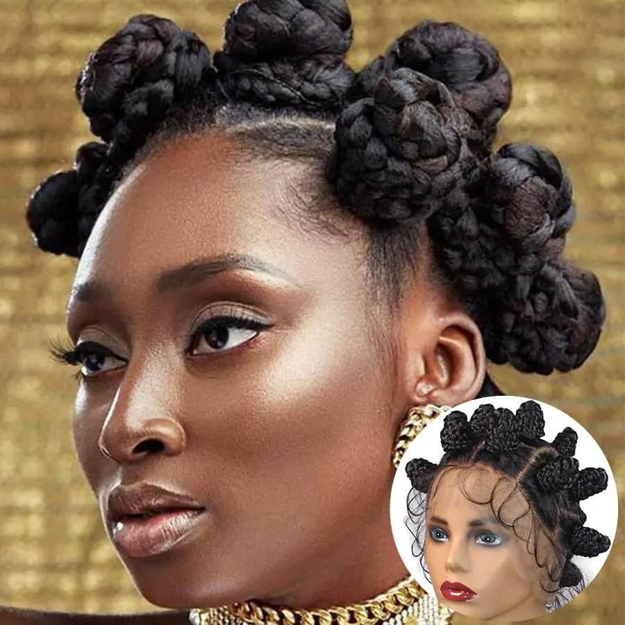 Summer Synthetic Bantu Knots Cornrows Braided Wigs Knotless Large Box Braids Wig Full Lace Wig For Black Women Handmade Twists Braided Wigs by DSERS / AliHairs Store
