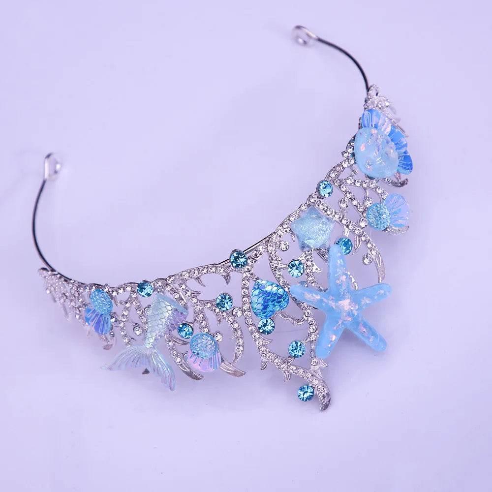 New Mermaid Crown Diadem Halloween Ocean Style Costume Seashell Starfish Hair Accessories for Women Girls Birthday Party Tiaras Tiaras by DSERS