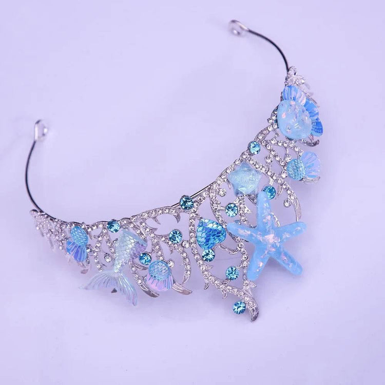 New Mermaid Crown Diadem Halloween Ocean Style Costume Seashell Starfish Hair Accessories for Women Girls Birthday Party Tiaras Tiaras by DSERS