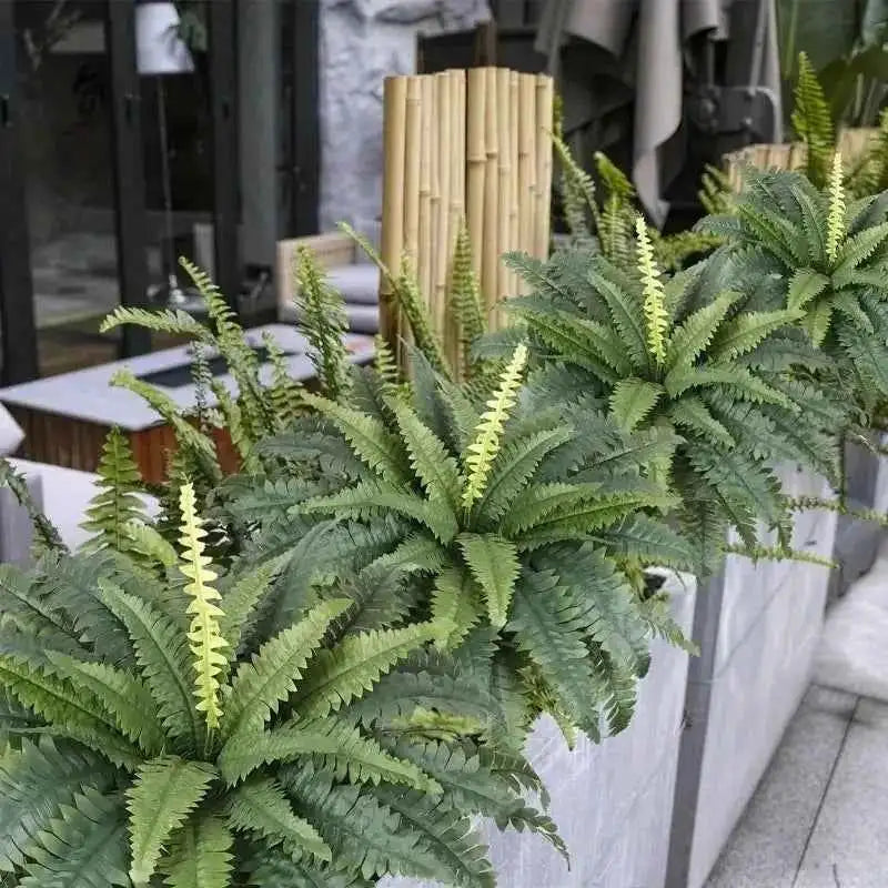 Realistic Boston Ferns 57cm/67cm Artificial Boston Fern Plants 38 Leaves UV Resistant Fake Ferns Greenery for Door Porch Decors by DSERS